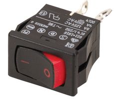 62115929-0-0-V-XN - SWITCH, ROCKER, DPST, 8A, 250V, BLACK - CARLING TECHNOLOGIES