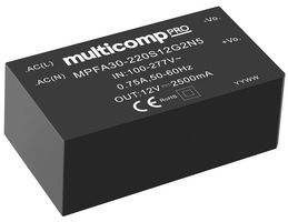 MPFA30-220S05G2N5 - AC/DC PCB Mount Power Supply (PSU), ITE, Industrial & Household, 1 Output, 30 W, 5 V, 6 A - MULTICOMP PRO