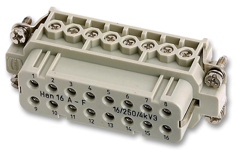 HARTING Rectangular Power Inserts / Modules 0920 016 2812 INSERT, FEMALE, HAN A, 16+E WAY, SCREW HARTING 659502 0920 016 2812