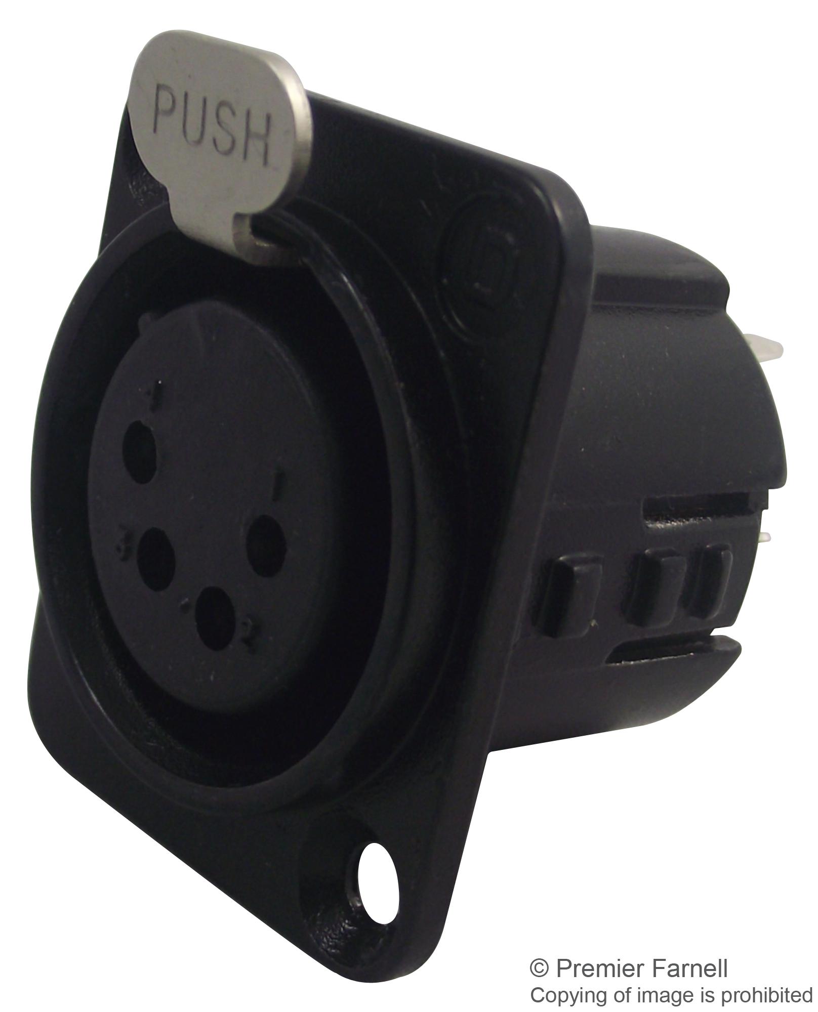 718-0400 SOCKET, XLR, PANEL, BLACK, 4POLE DELTRON COMPONENTS