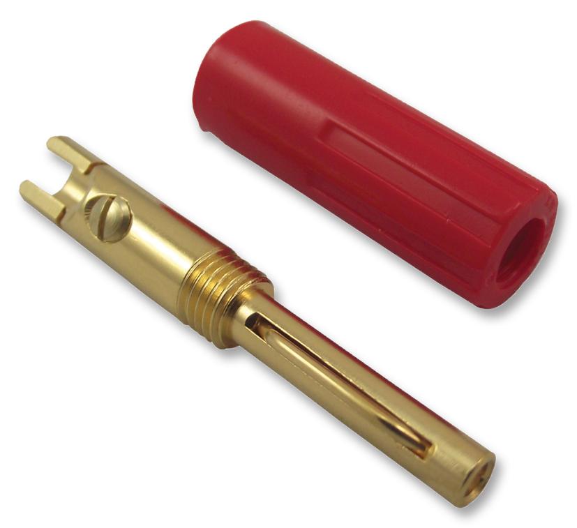 584-0500 PLUG, 4MM, SPEAKER, RED/GOLD DELTRON COMPONENTS