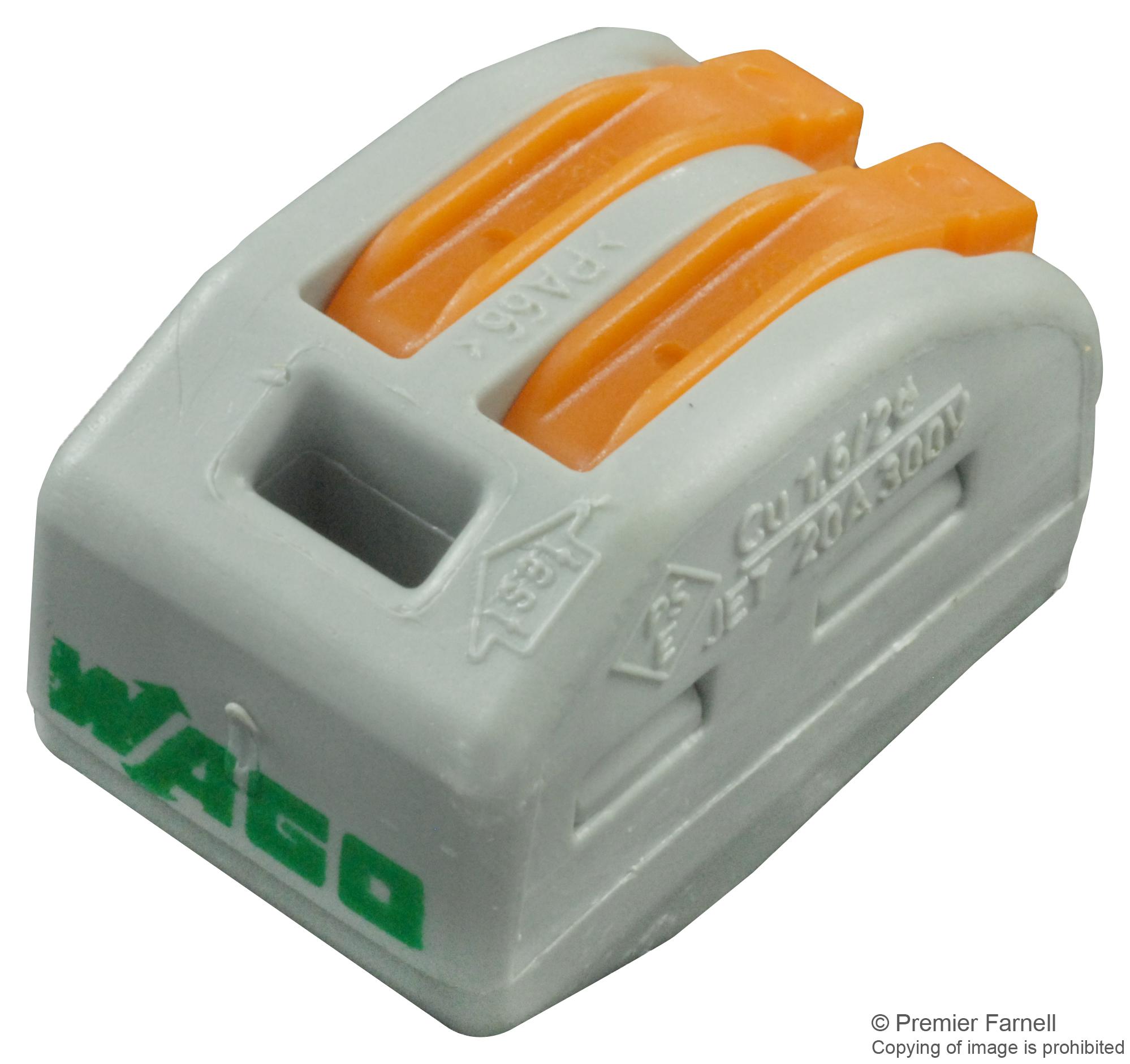 222-412 TERMINAL BLOCK, PLUGGABLE, 2POS, 12AWG WAGO