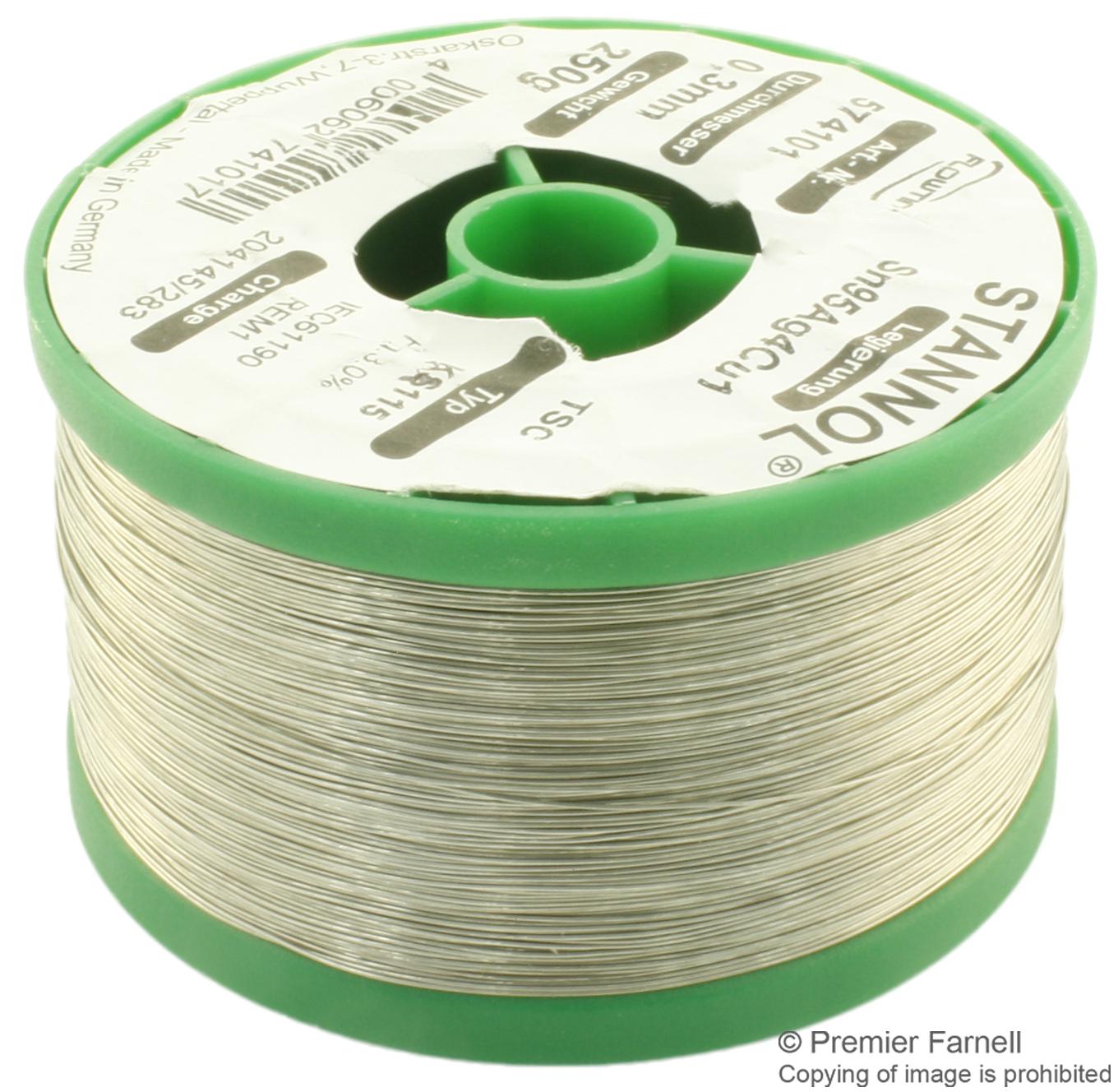 574104 SOLDER WIRE, KS115, 0.5MM, 250G STANNOL