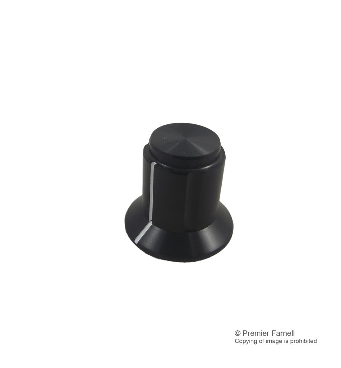 KB00046 KNOB, AL, 12.7/18.8MM, BLACK, 6.4MM MULTICOMP