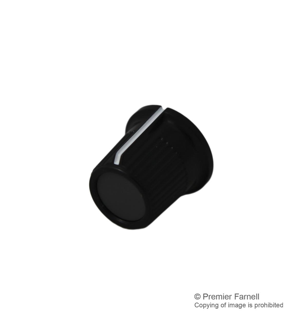 CP-LB16-5-2D KNOB, 16MM, BLACK, CAP 6.4 SHAFT MULTICOMP