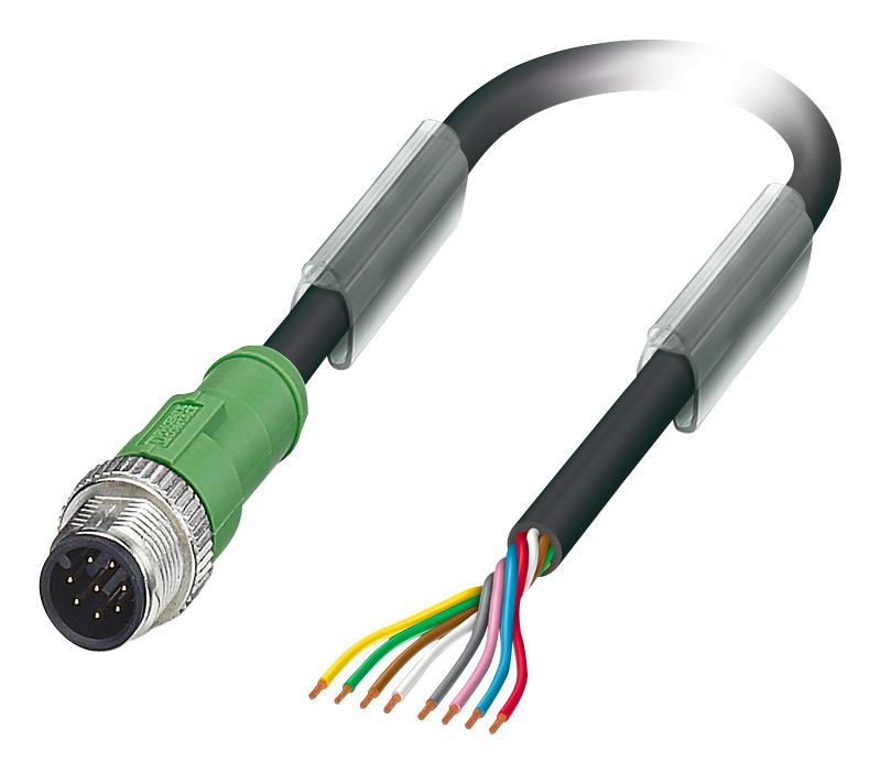 1522503 SENSOR CORD, 8P, M12 PLUG-FREE END, 3M PHOENIX CONTACT
