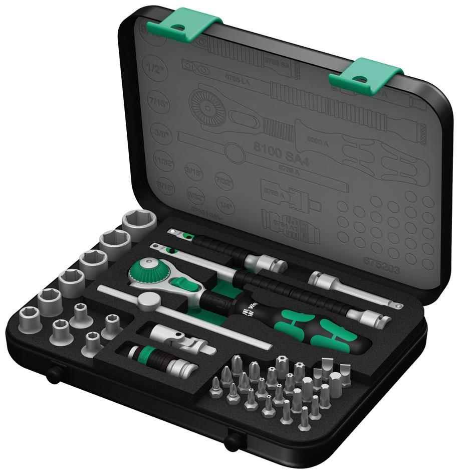8100 SA 4 ZYKLOP RATCHET SET 1/4" IMPERIAL 41PCS WERA