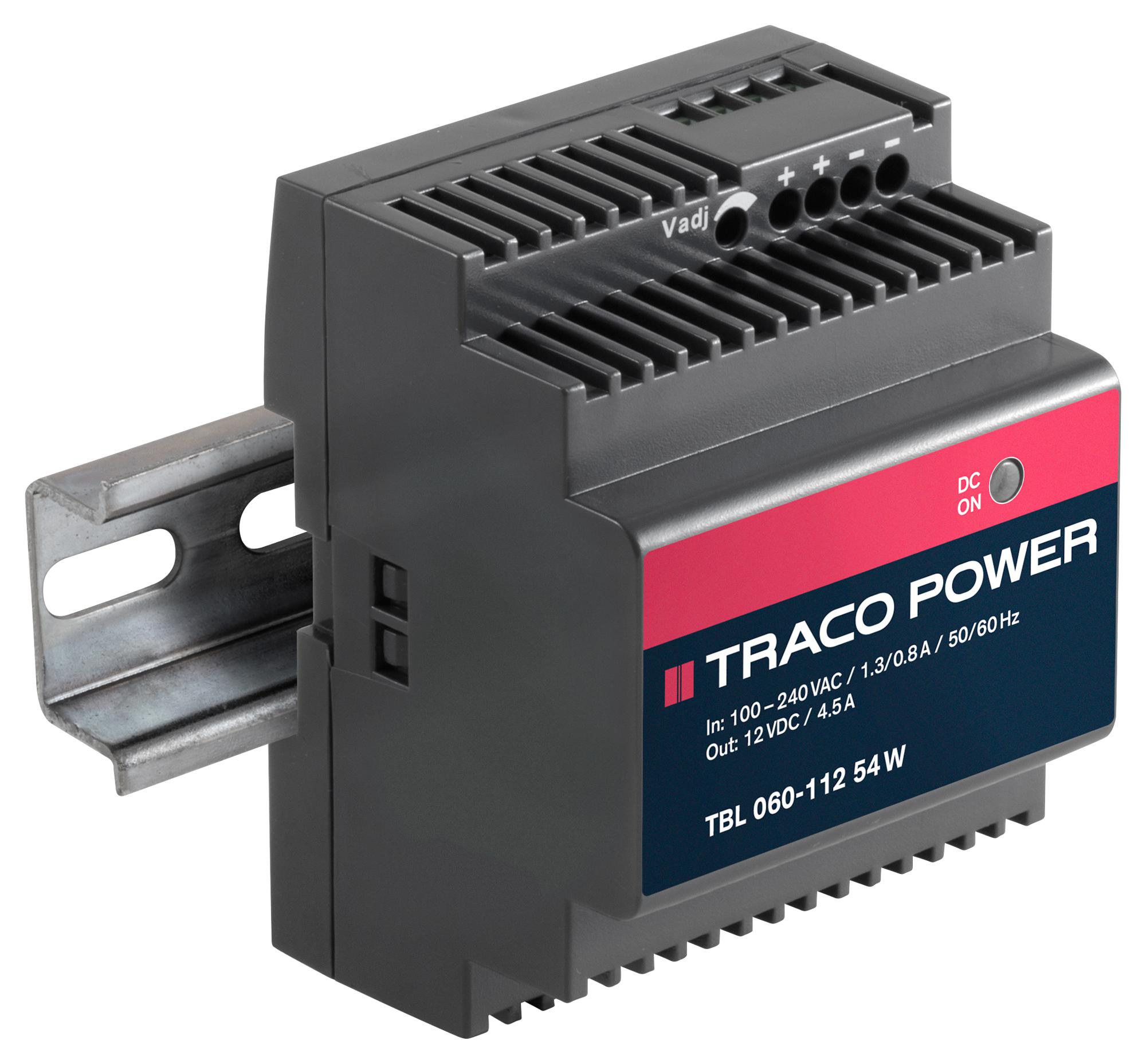 TBL 060-112 AC/DC, 12V/4.5A/60W, DIN TRACO POWER