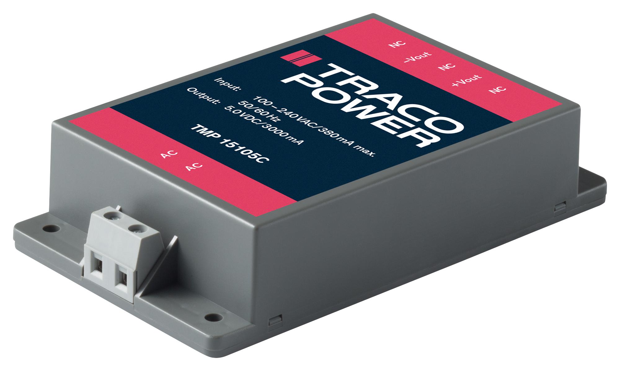 TMP 15512C CONVERTER, AC/DC, 5V&±12V/15W, MODULE TRACO POWER
