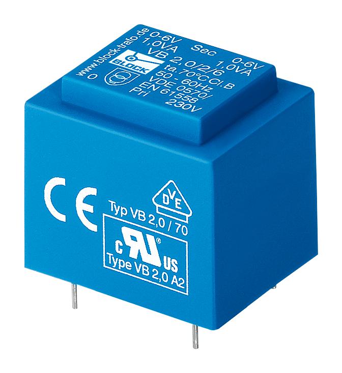VB 0.35/1/9 TRANSFORMER, 9V, 0.35VA BLOCK