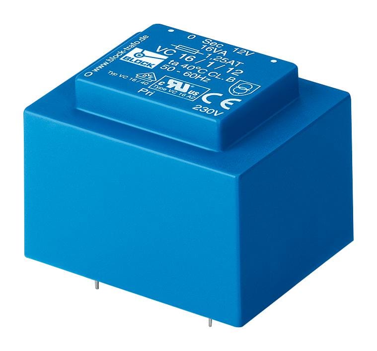 VC 3.2/2/12 TRANSFORMER, 3.2VA, 2 X 12V BLOCK