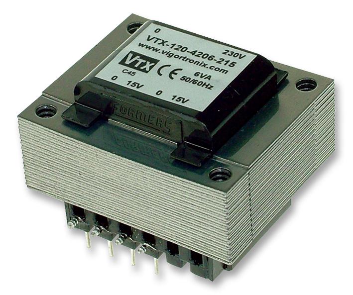 VTX-120-4206-206 TRANSFORMER, 6VA, 2 X 6V VIGORTRONIX