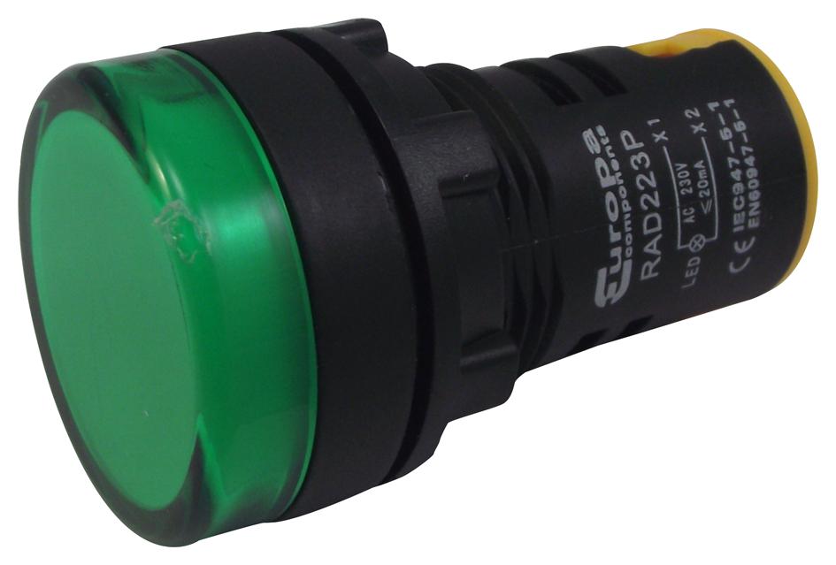 RAD223P 22MM SWITCHES LED PILOT GREEN 230V MULTICOMP