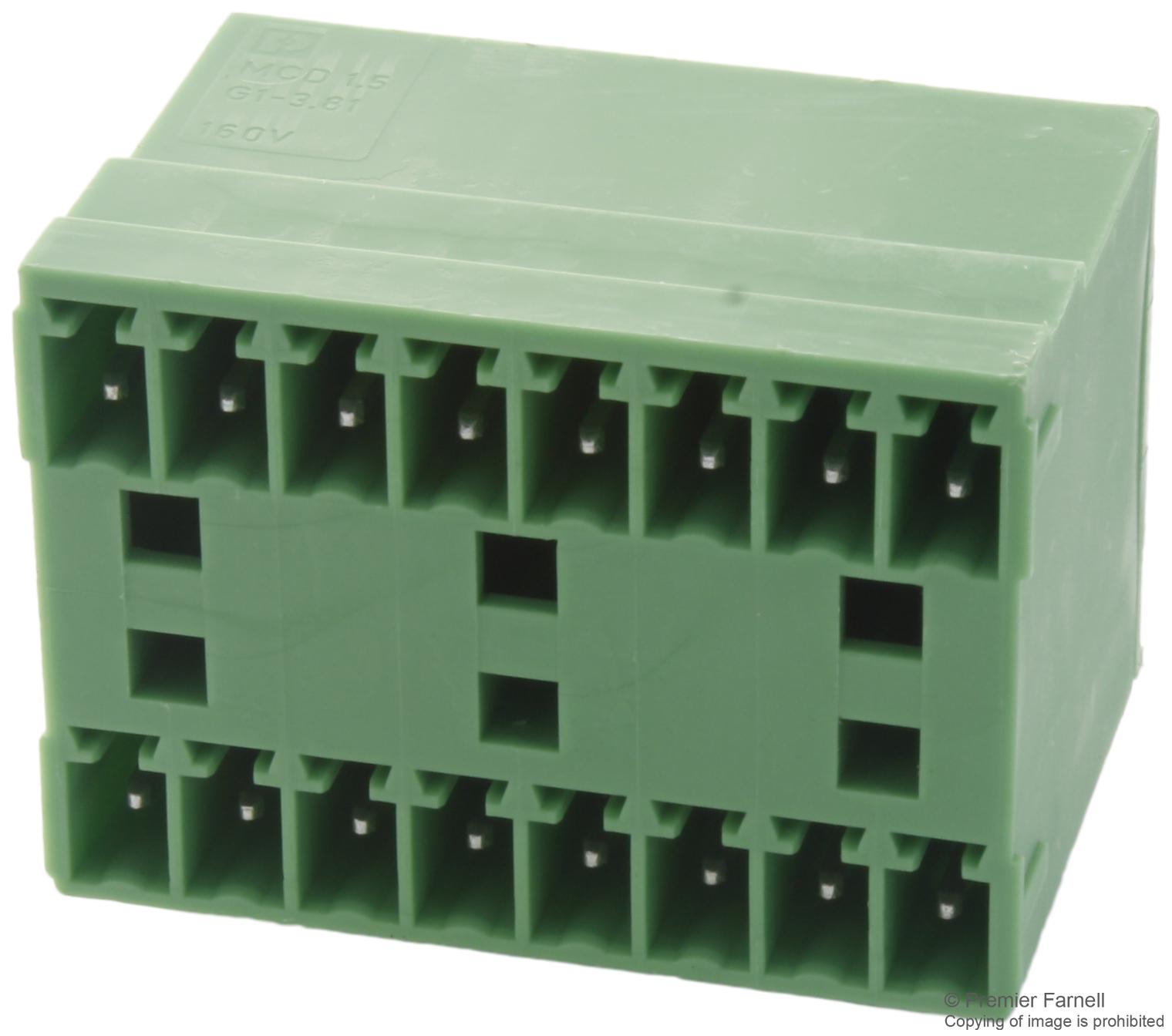 MCD 1,5/ 8-G1-3,81 HEADER, PCB, DOUBLE, 3.81MM, 8WAY PHOENIX CONTACT