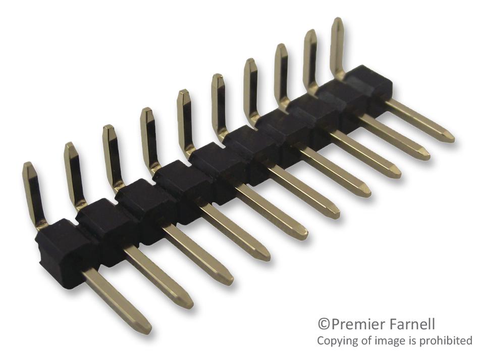 61301011021 HEADER, 2.54MM, PIN, R/A, 10WAY WURTH ELEKTRONIK