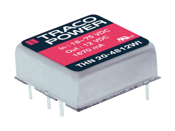 THN 20-2412WI DC/DC CONVERTER, 12V, 20W, DIP TRACO POWER