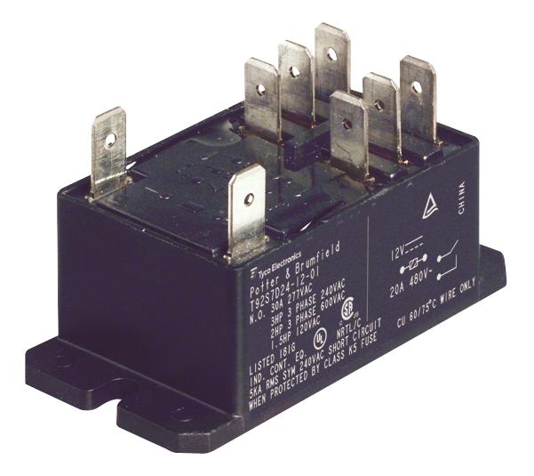 T92P7D22-24 RELAY, DPST-NO, 277VAC, 28VDC, 30A POTTER&BRUMFIELD - TE CONNECTIVITY