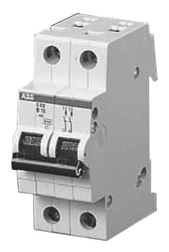 S202MC10 MCB, 2 POLE 10A TYPE C ABB