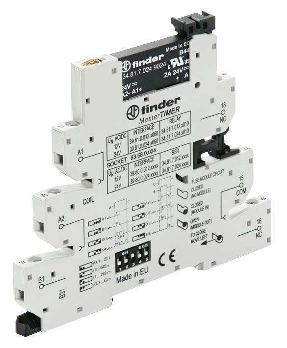 39.80.0.024.9024 TIME DELAY RELAY, SPST-NO, 6H, 24VDC FINDER