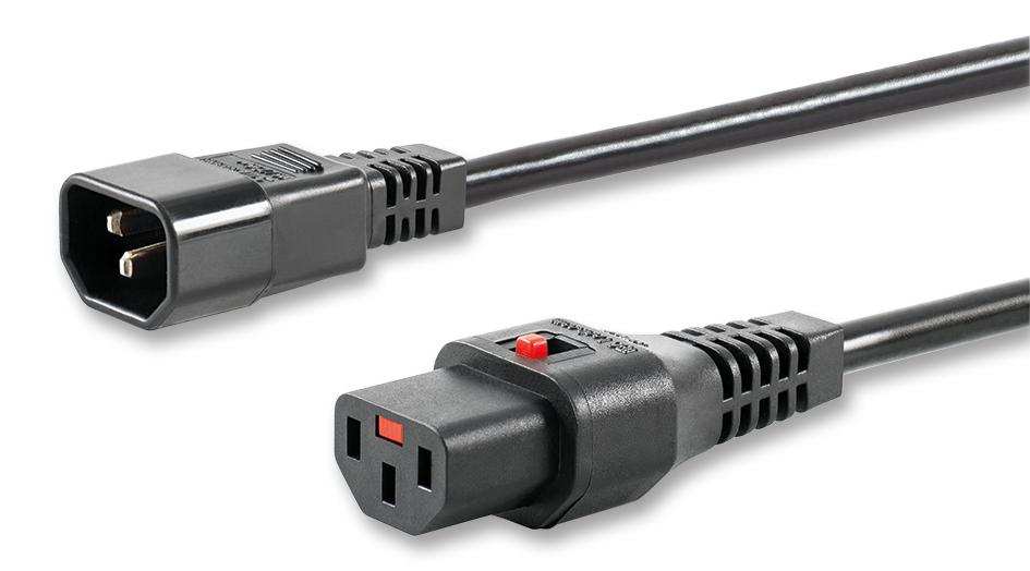 IL13-C14-H05-3100-200 LEAD, LOCKING, IEC PLUG, 2M, BLK SCHAFFNER