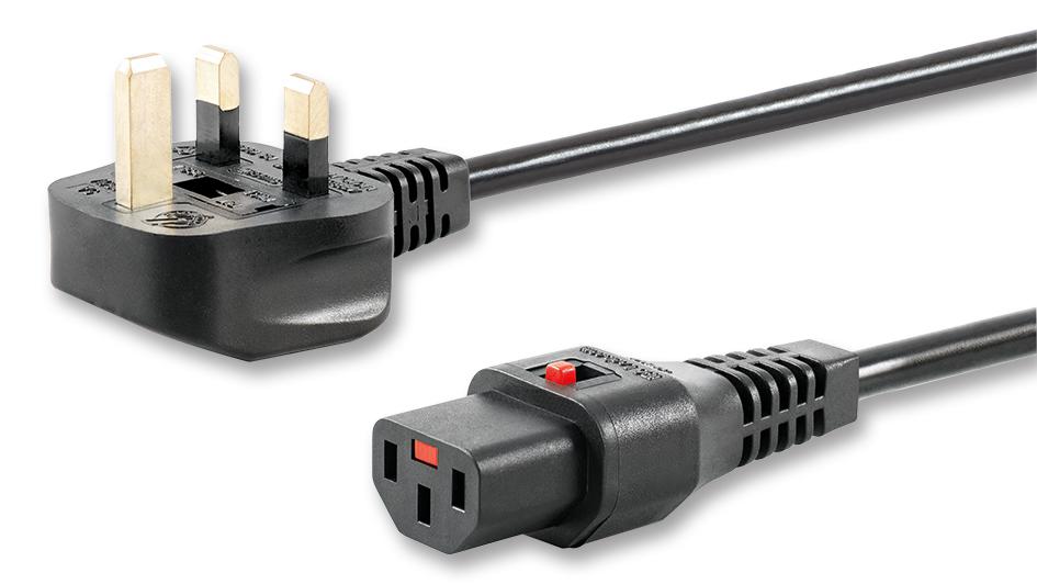 IL13-UK1-H05-3100-200 LEAD, LOCKING, UK PLUG, 2M, BLK SCHAFFNER