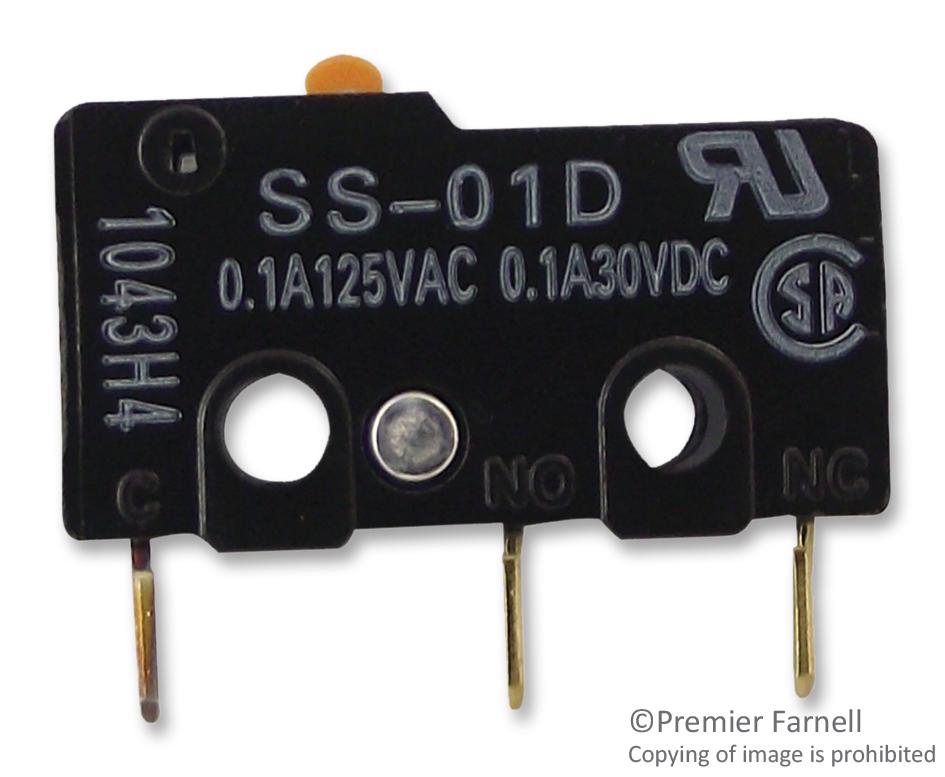 SS-01-FT MICROSW, SPDT, 0.1A, 125VAC, QC OMRON
