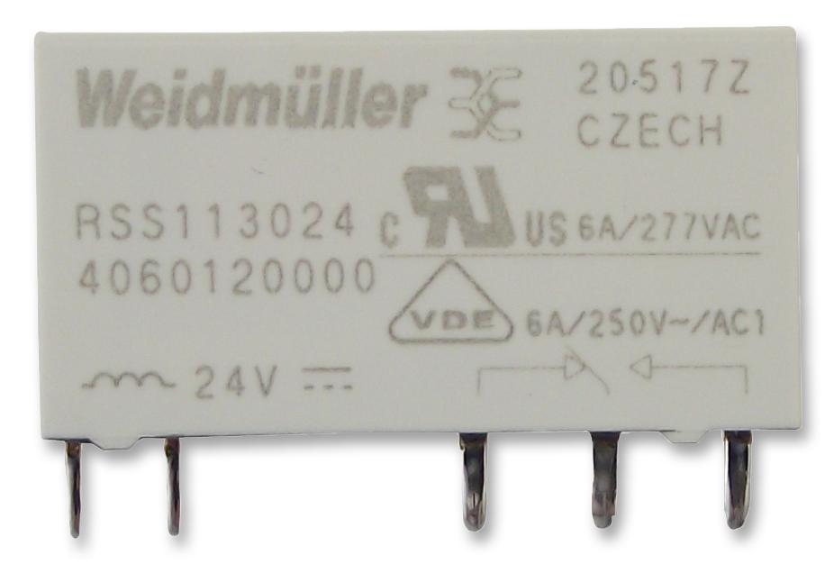 1454430000 POWER RELAY, SPDT, 24VDC, 6A, THT WEIDMULLER