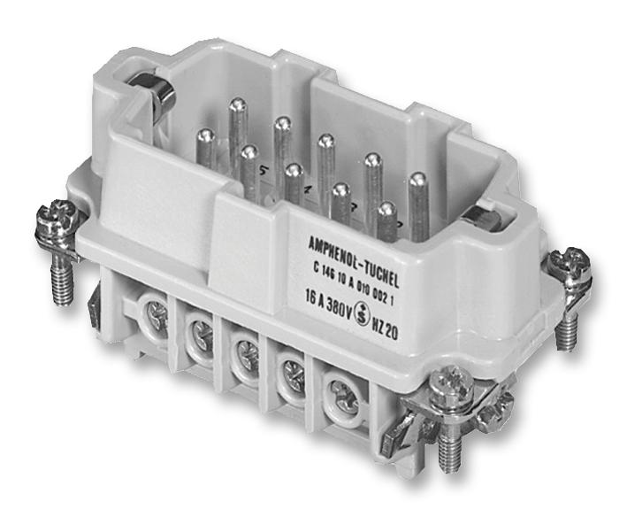 C146 10A010 102 1 INSERT, MALE, SCREW, 500V, 10+PE AMPHENOL SINE/TUCHEL