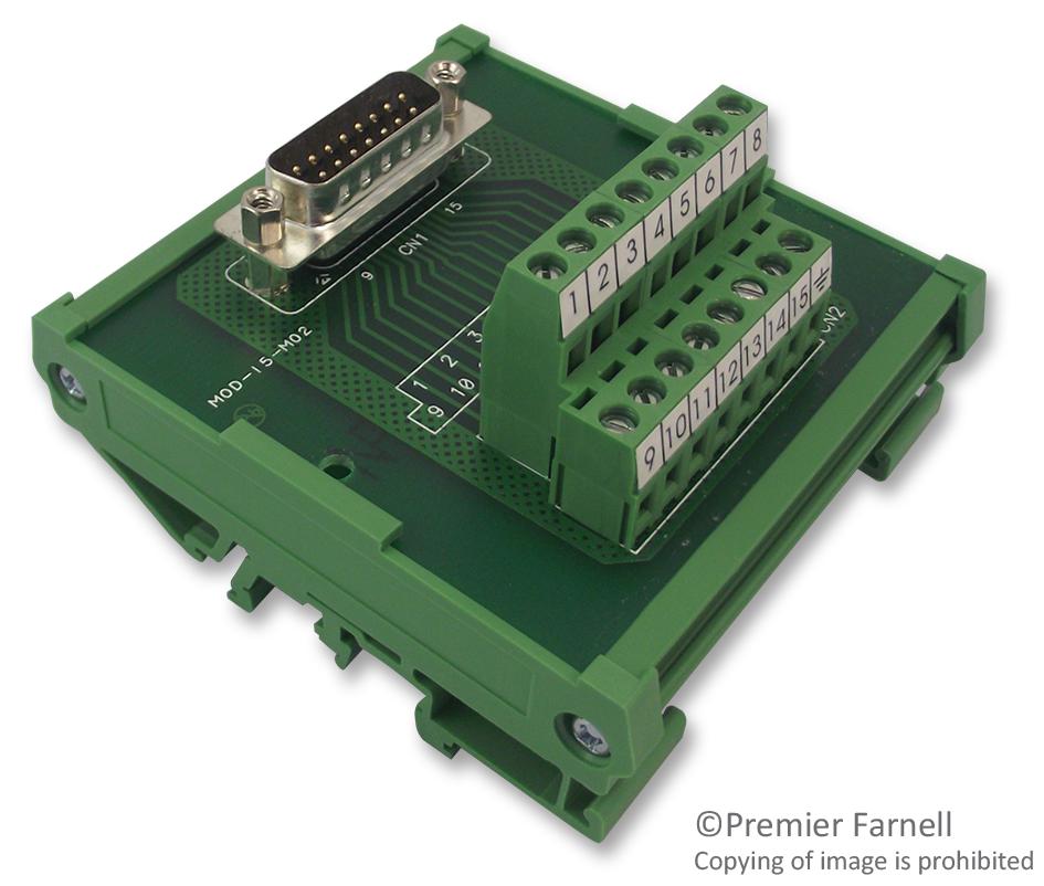 MOD-09-M TB, INTERFACE, D SUB 9P PLUG, TB 10P MULTICOMP PRO