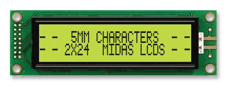 MC22405A6W-SPTLY-V2 DISPLAY, ALPHANUMERIC, 24X2, YELLOW/GRN MIDAS