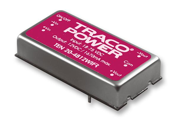 TEN 20-7212WIR DC/DC CONVERTER, 1 O/P, 1.7A, 12V TRACO POWER