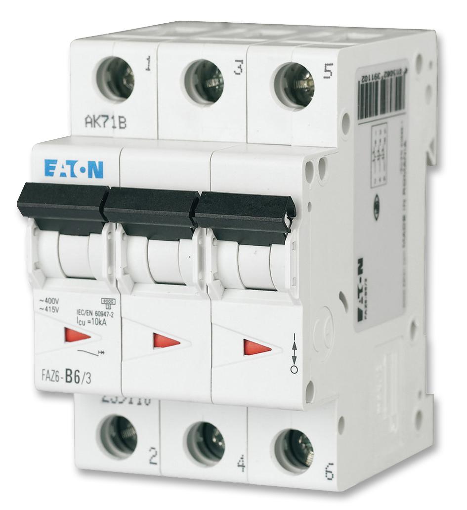 FAZ6-D25/3 MINIATURE CKT BREAKER, 3P, 25A, 230VAC EATON MOELLER