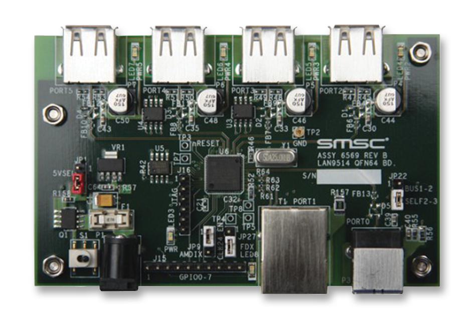EVB9514 LAN9512, ENET PHY, EVAL BOARD, MICROCHIP
