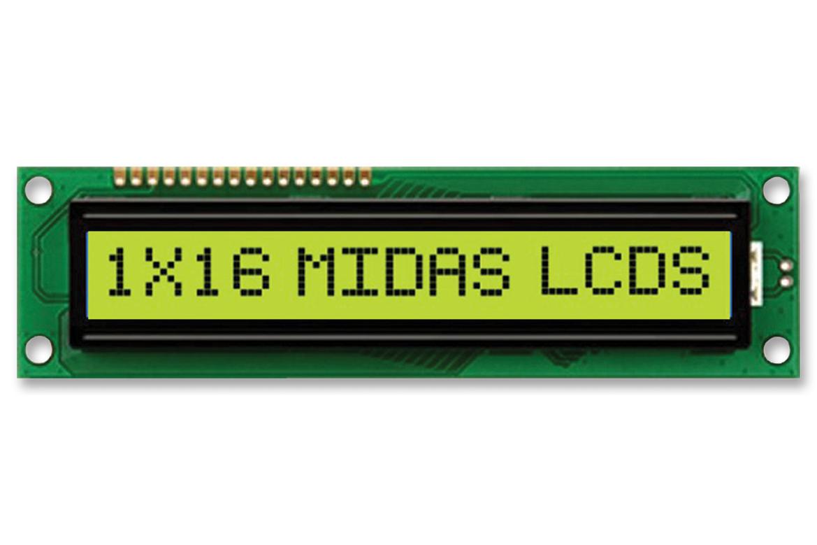 MC11609A6W-SPR-V2 DISPLAY, ALPHANUMERIC, 16X1, NOBACKLIGHT MIDAS