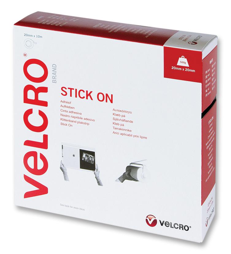 VEL-EC60219 STICK ON TAPE, WHITE, 20MM VELCRO