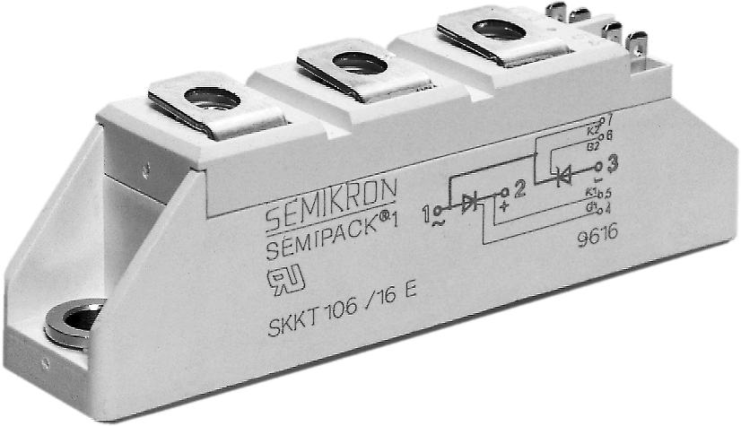 SKKT 27/16 E THYRISTOR MODULE, 25A, 1.6KV SEMIKRON