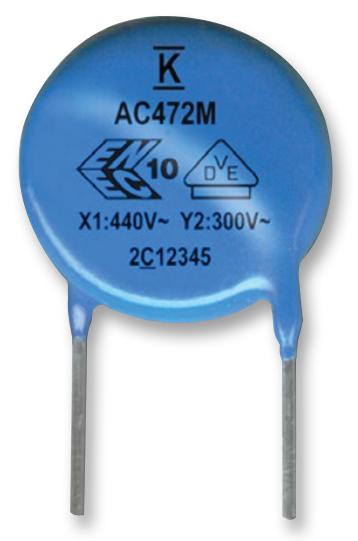 C927U222MZWDBA7317 CAP, 2200PF, 400VAC, 20%, Y5U KEMET