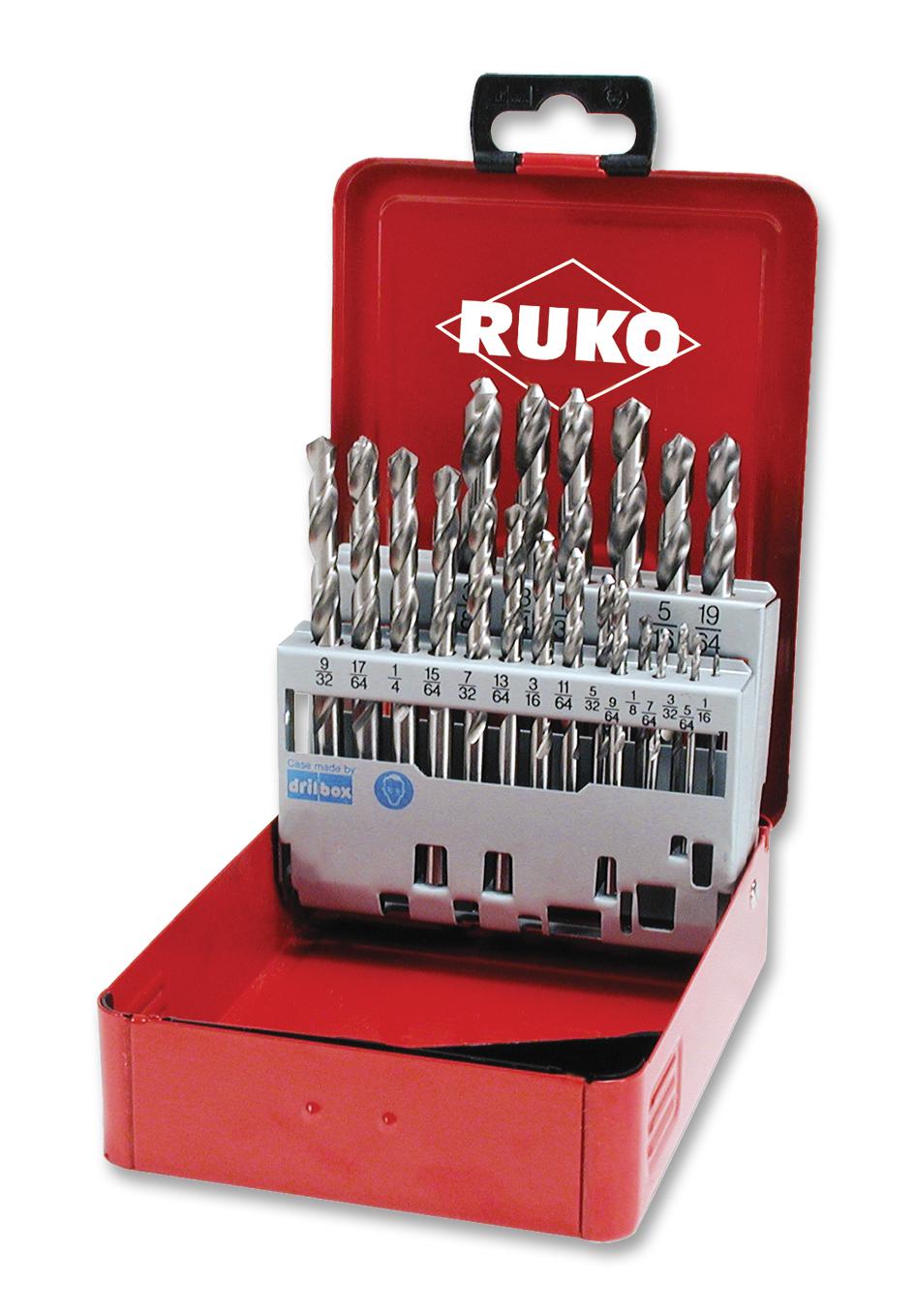 214850 DRILL BIT SET, 1/16" TO 3/8", 21PCS RUKO