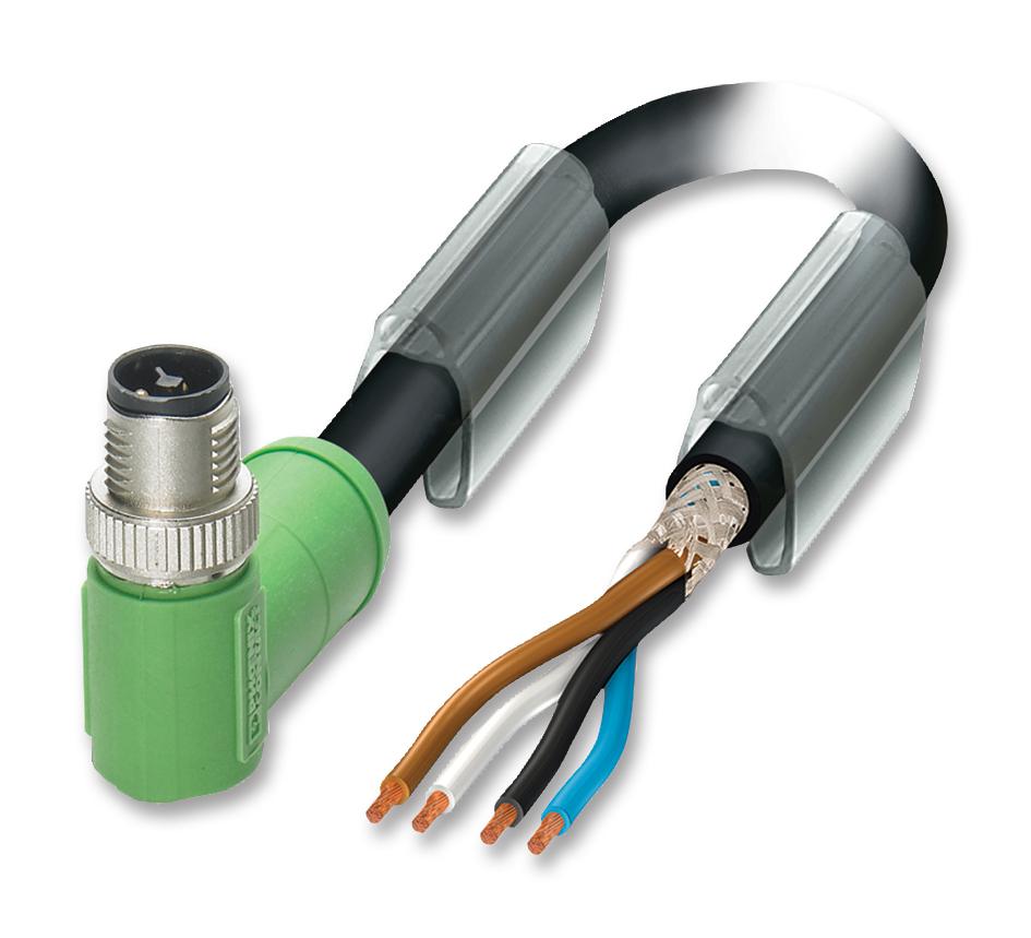 SAC-4P-MRT/ 1,5-PUR SH SCO SENSOR LEAD, M12 R/A PLUG, 4POS, BLACK PHOENIX CONTACT