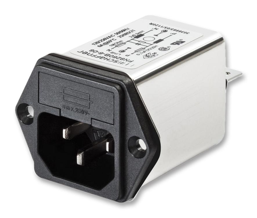 FN261S-4-06-10 IEC INLET, 4.6A, 250VAC, QUICK CONNECT SCHAFFNER