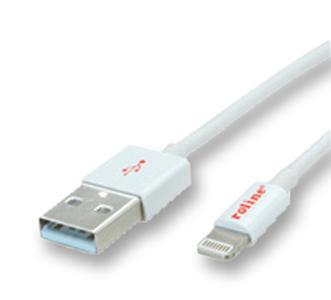 11.02.8321 CABLE, USB 2.0 A-LIGHTNING PLUG, 1M, WHT ROLINE