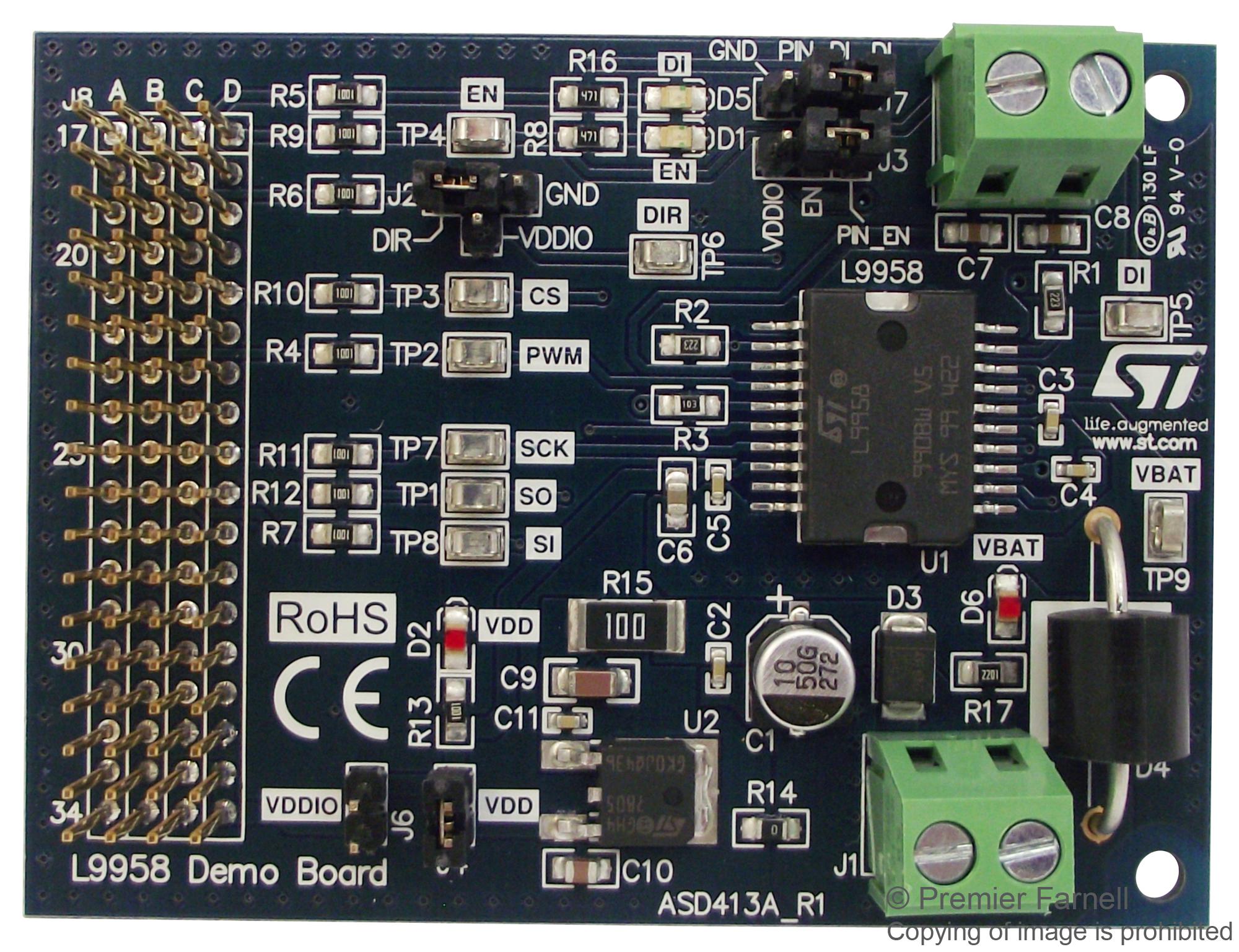 EVAL-L9958 EVALUATION BRD, DC/STEPPER MOTOR DRIVER STMICROELECTRONICS