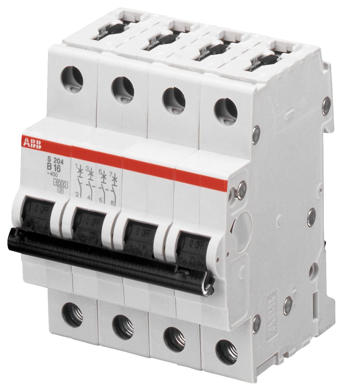 S204M-B16 CIRCUIT BREAKER, THERMAL MAG, 4 POLE ABB