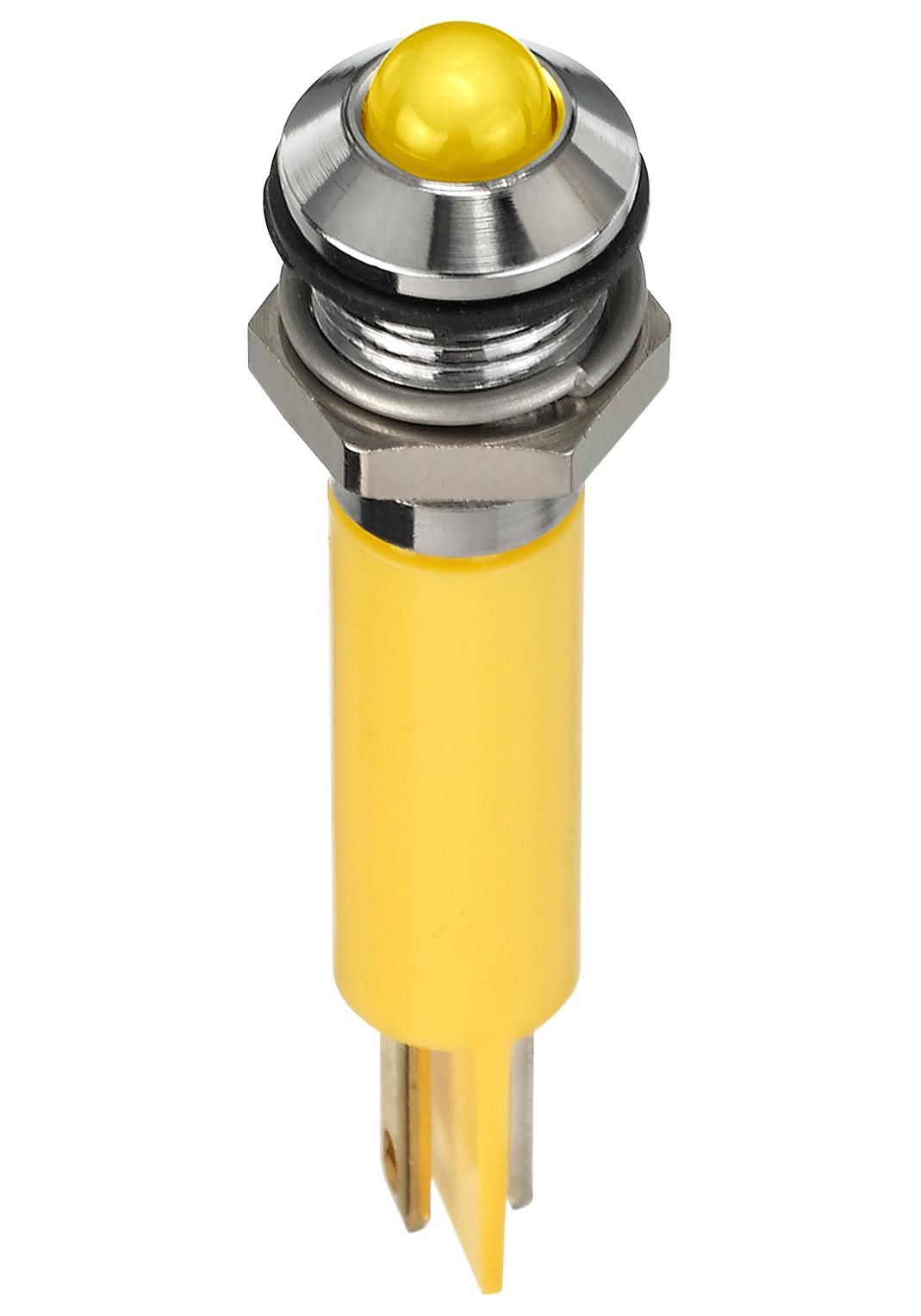 Q8P1CXXY12E LED INDICATOR, PANEL, 8MM, YELLOW, 12VDC APEM