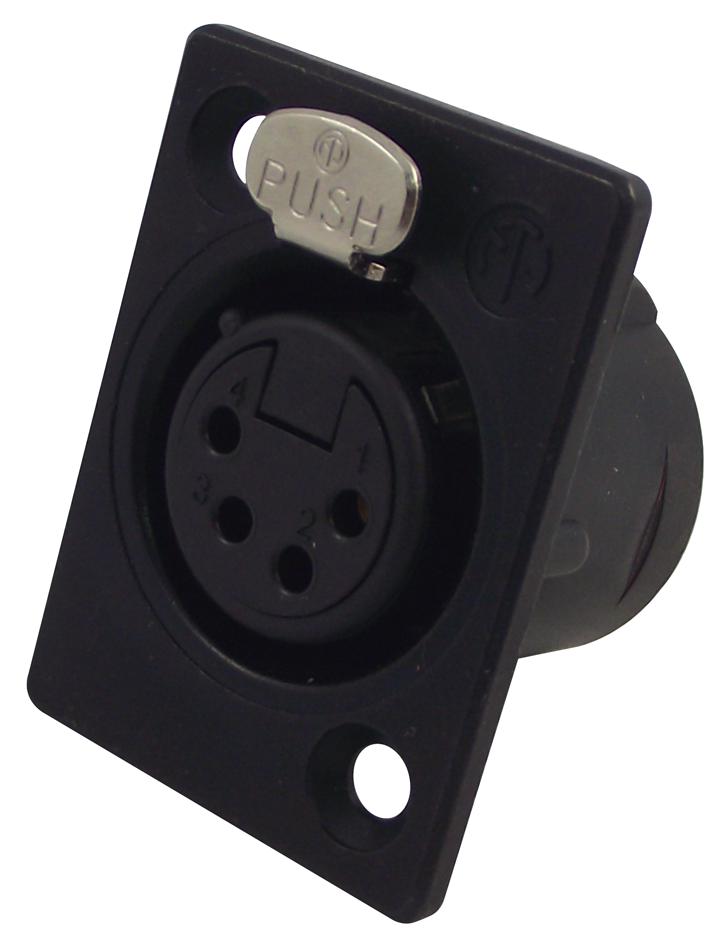 NC4FP1B SOCKET, XLR, PANEL, BLACK, 4POLE NEUTRIK
