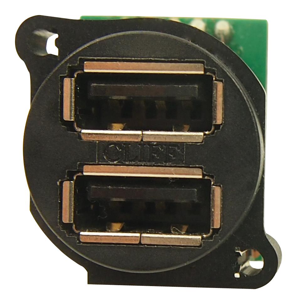 CP30092 CONN, XLR STACKED USB, 2.0, 2PORT, 5POS CLIFF ELECTRONIC COMPONENTS