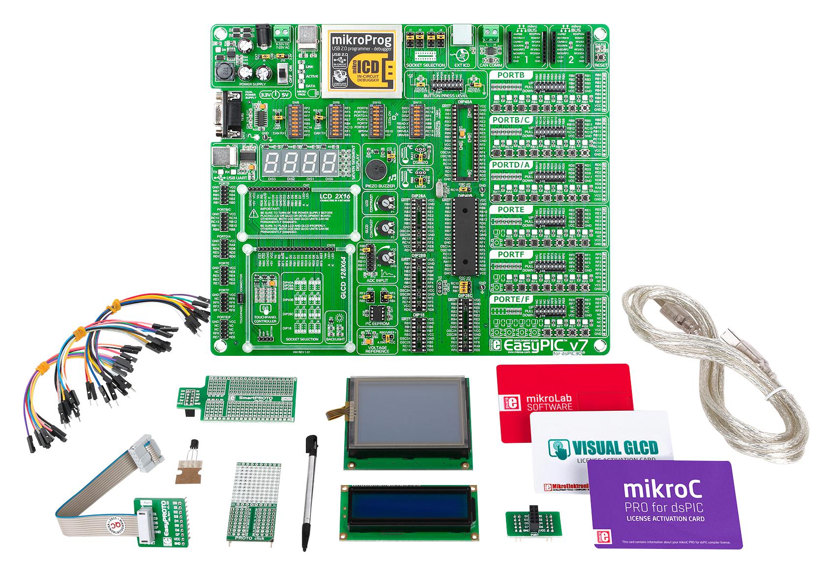 MIKROE-2008 DEV BOARD, EASYPIC V7 MIKROELEKTRONIKA