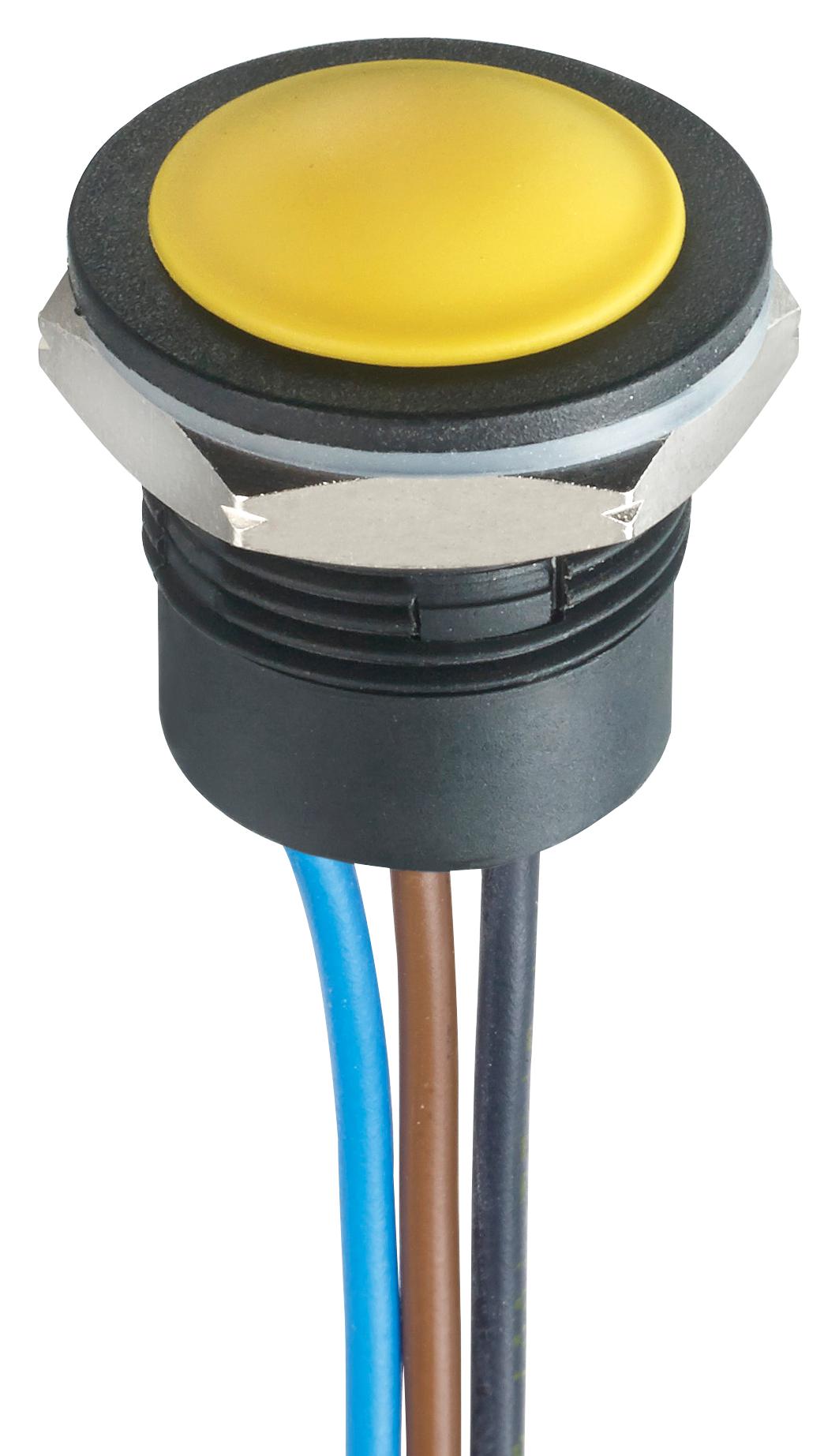 IAR5F1500 PB SWITCH, SPDT, 2A, 24VDC, WIRE LEADED APEM