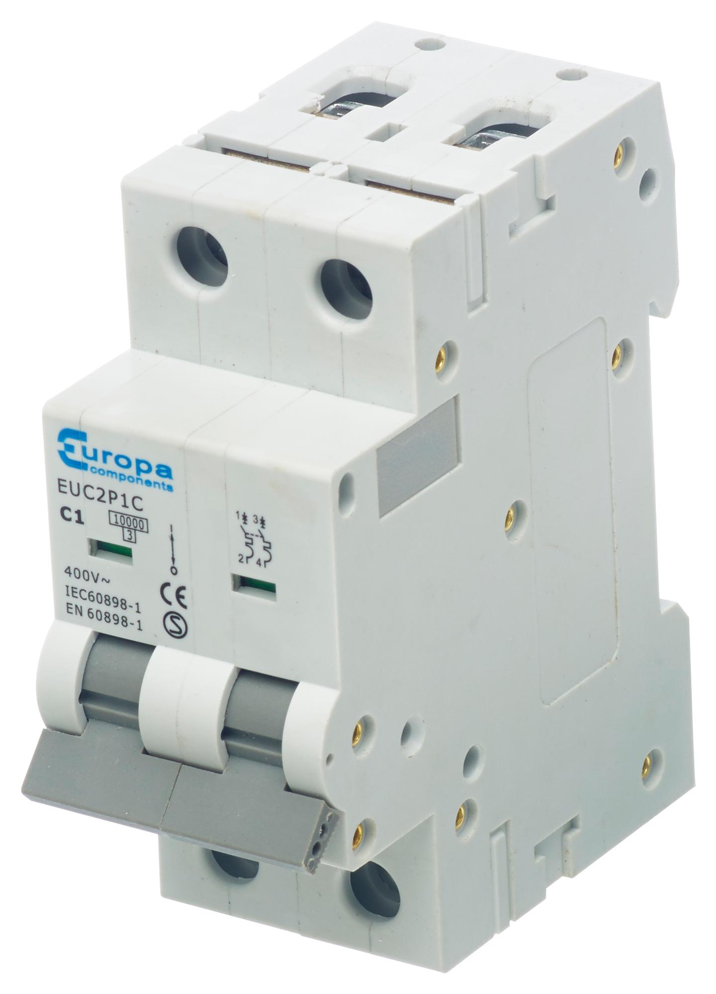 EUC2P16C CIRCUIT BREAKER, 2 POLE, 16A, 230VAC EUROPA