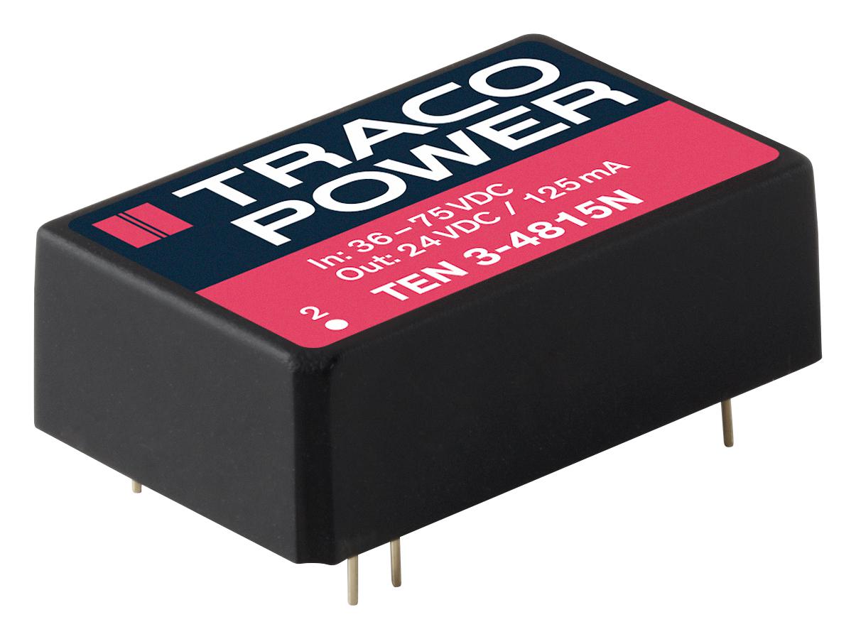 TEN 3-4812N DC-DC CONVERTER, 12V, 0.25A, DIP TRACO POWER
